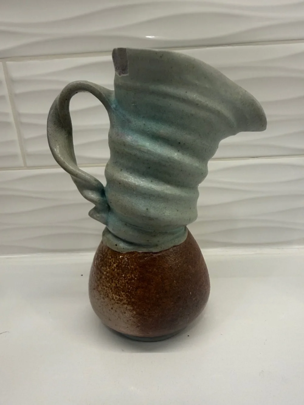 Vintage Liz Bryant Signed Studio Pottery Sculptural Pitcher – 2000